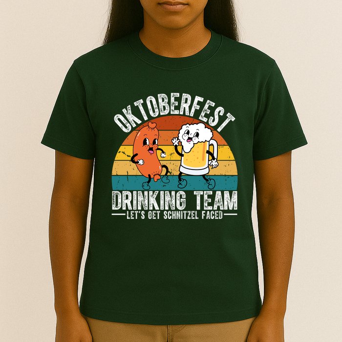 Oktoberfest Drinking Team Lets Get Schnitzel Faced Funny T-Shirt