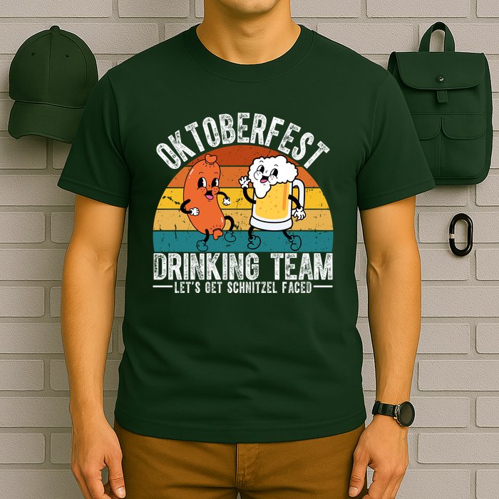 Oktoberfest Drinking Team Lets Get Schnitzel Faced Funny T-Shirt