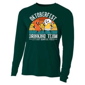 Oktoberfest Drinking Team Lets Get Schnitzel Faced Funny Cooling Performance Long Sleeve Crew