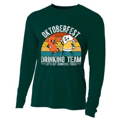 Oktoberfest Drinking Team Lets Get Schnitzel Faced Funny Cooling Performance Long Sleeve Crew