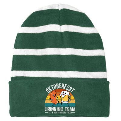 Oktoberfest Drinking Team Lets Get Schnitzel Faced Funny Striped Beanie with Solid Band