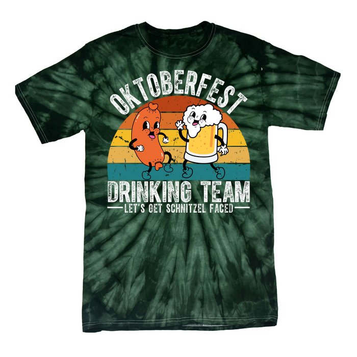 Oktoberfest Drinking Team Lets Get Schnitzel Faced Funny Tie-Dye T-Shirt