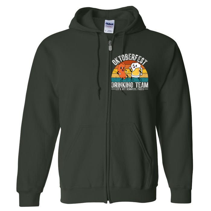 Oktoberfest Drinking Team Lets Get Schnitzel Faced Funny Full Zip Hoodie