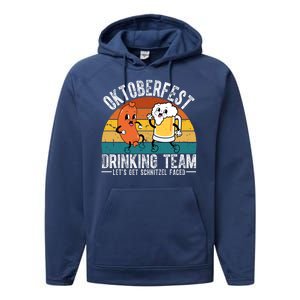 Oktoberfest Drinking Team Lets Get Schnitzel Faced Funny Performance Fleece Hoodie