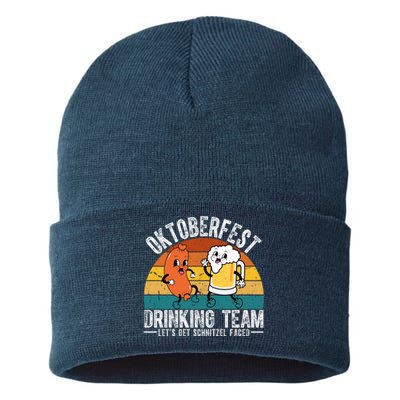 Oktoberfest Drinking Team Lets Get Schnitzel Faced Funny Sustainable Knit Beanie