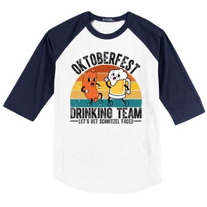 Oktoberfest Drinking Team Lets Get Schnitzel Faced Funny Baseball Sleeve Shirt