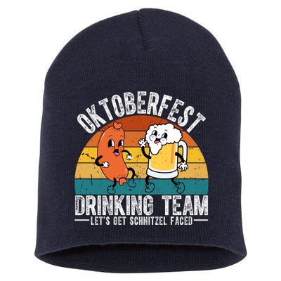 Oktoberfest Drinking Team Lets Get Schnitzel Faced Funny Short Acrylic Beanie