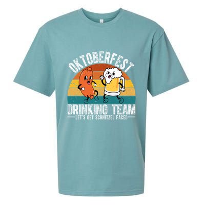 Oktoberfest Drinking Team Lets Get Schnitzel Faced Funny Sueded Cloud Jersey T-Shirt