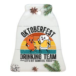 Oktoberfest Drinking Team Lets Get Schnitzel Faced Funny Ceramic Bell Ornament