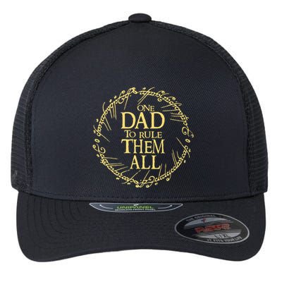 One Dad To Rule Them All Vintage Nerd Dad Father Day Apparel Flexfit Unipanel Trucker Cap