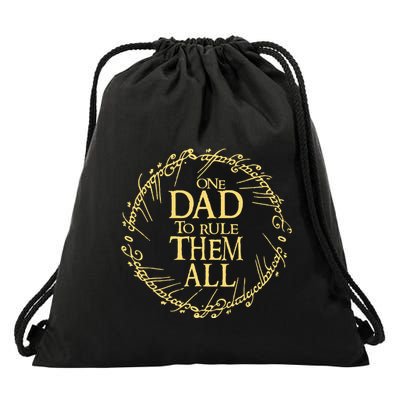 One Dad To Rule Them All Vintage Nerd Dad Father Day Apparel Drawstring Bag