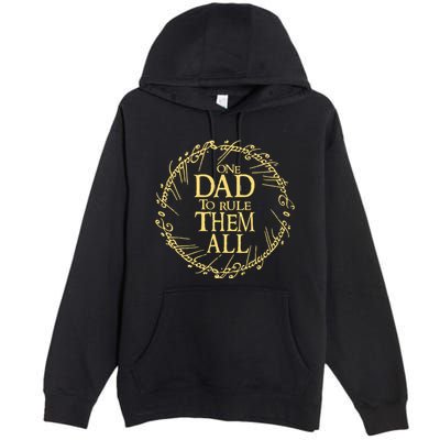One Dad To Rule Them All Vintage Nerd Dad Father Day Apparel Premium Pullover Hoodie