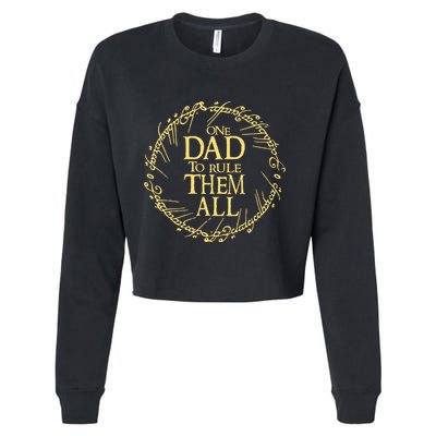 One Dad To Rule Them All Vintage Nerd Dad Father Day Apparel Cropped Pullover Crew