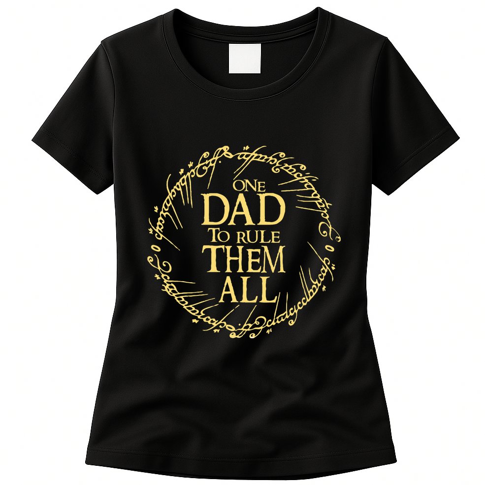 One Dad To Rule Them All Vintage Nerd Dad Father Day Apparel Womens T-Shirt