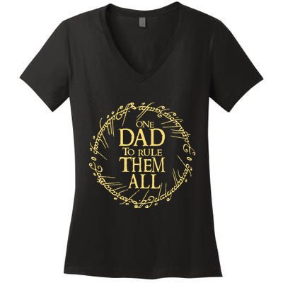 One Dad To Rule Them All Vintage Nerd Dad Father Day Apparel Women's V-Neck T-Shirt