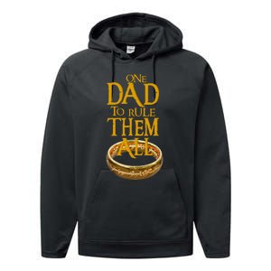 One Dad To Rule Them All Nerd Dad FatherS Day Gift Performance Fleece Hoodie