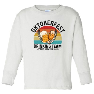 Oktoberfest Drinking Team Let’S Get Schnitzel Faced Beer Lover Toddler Long Sleeve Shirt