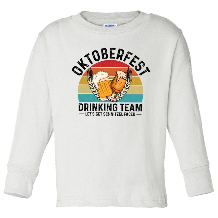 Oktoberfest Drinking Team Let’S Get Schnitzel Faced Beer Lover Toddler Long Sleeve Shirt