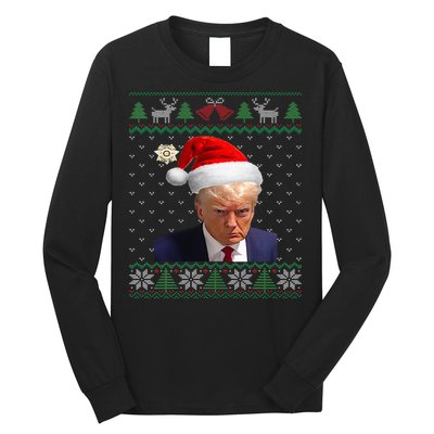 Official Donald Trump Mug Shot Ugly Christmas Long Sleeve Shirt