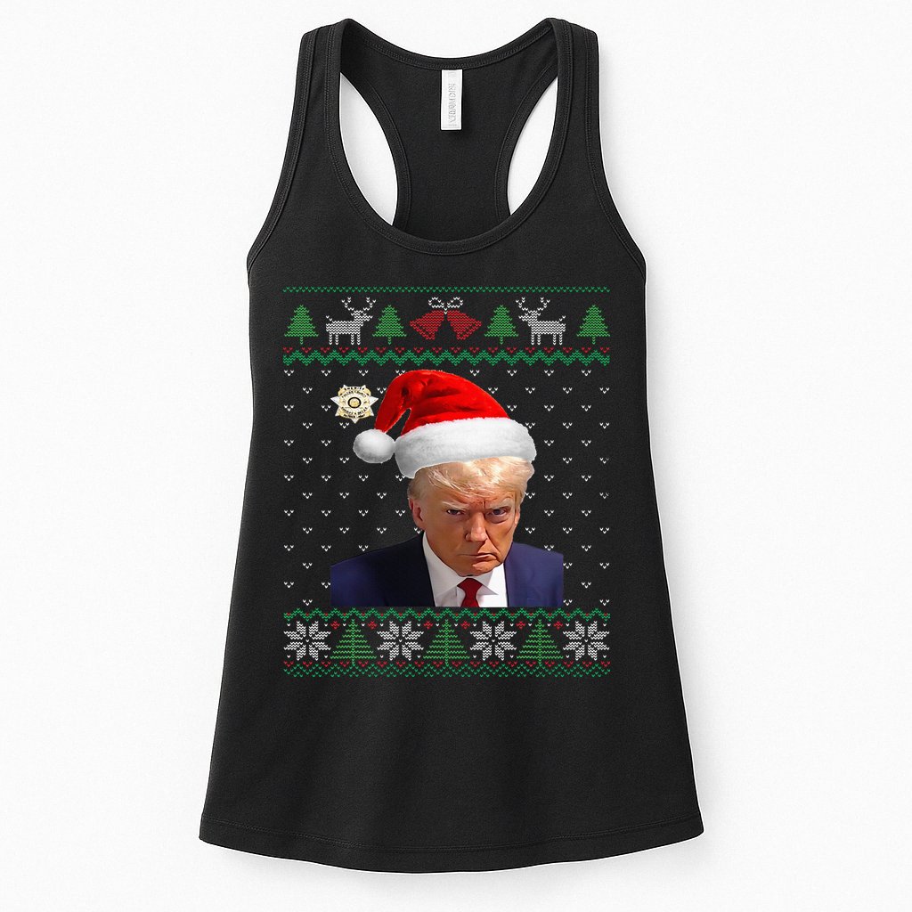 Official Donald Trump Mug Shot Ugly Christmas Womens Tank Top
