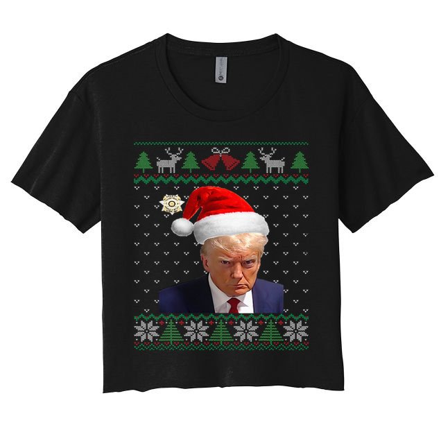 Official Donald Trump Mug Shot Ugly Christmas Crop Top