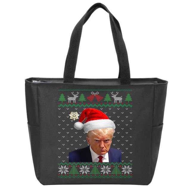Official Donald Trump Mug Shot Ugly Christmas Zip Tote Bag