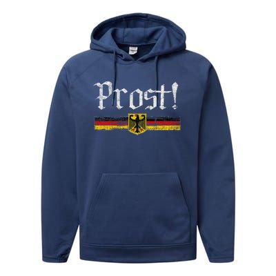 Oktoberfest Drinking Vintage German Flag Prost Performance Fleece Hoodie