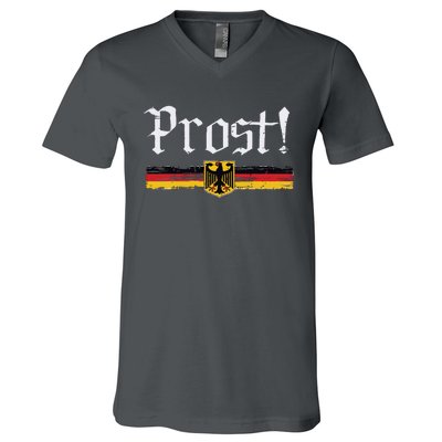 Oktoberfest Drinking Vintage German Flag Prost V-Neck T-Shirt