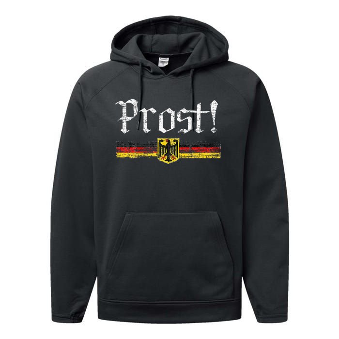 Oktoberfest Drinking Vintage German Flag Prost Performance Fleece Hoodie