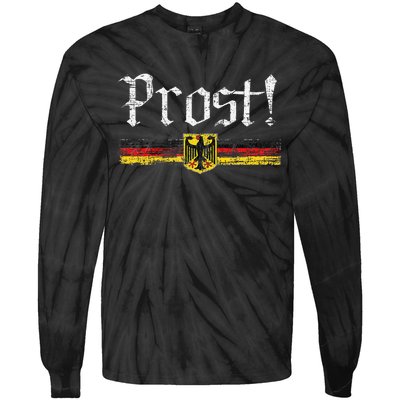 Oktoberfest Drinking Vintage German Flag Prost Tie-Dye Long Sleeve Shirt