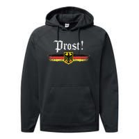 Oktoberfest Drinking Vintage German Flag Prost Performance Fleece Hoodie