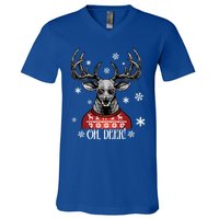 Oh Deer Vintage Christmas Retro Cool Old Fashioned Hirsch Funny Gift V-Neck T-Shirt