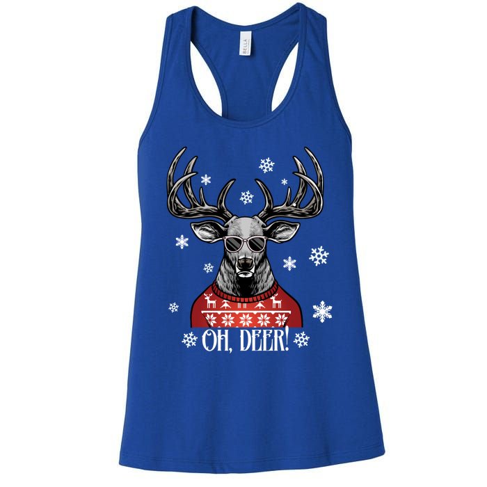 Oh Deer Vintage Christmas Retro Cool Old Fashioned Hirsch Funny Gift Women's Racerback Tank