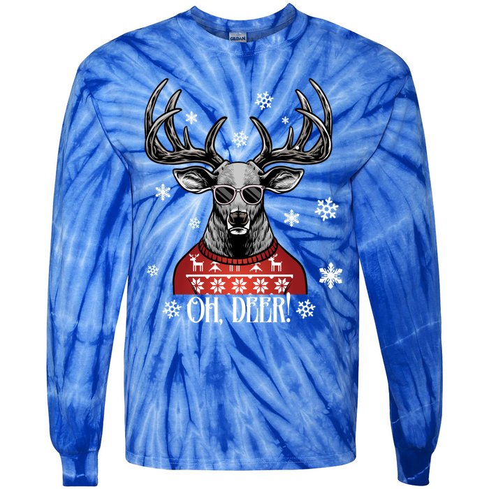 Oh Deer Vintage Christmas Retro Cool Old Fashioned Hirsch Funny Gift Tie-Dye Long Sleeve Shirt