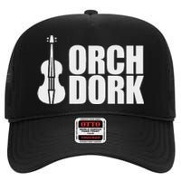 Orch Dork With Violin Cello String Instrument High Crown Mesh Back Trucker Hat