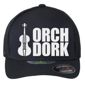 Orch Dork With Violin Cello String Instrument Flexfit Unipanel Trucker Cap