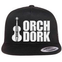 Orch Dork With Violin Cello String Instrument Flat Bill Trucker Hat