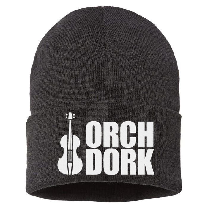 Orch Dork With Violin Cello String Instrument Sustainable Knit Beanie