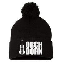 Orch Dork With Violin Cello String Instrument Pom Pom 12in Knit Beanie