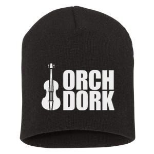 Orch Dork With Violin Cello String Instrument Short Acrylic Beanie