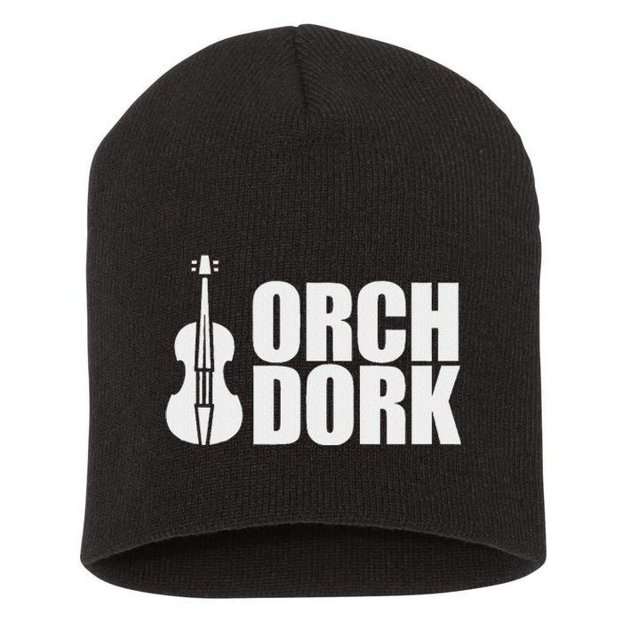 Orch Dork With Violin Cello String Instrument Short Acrylic Beanie