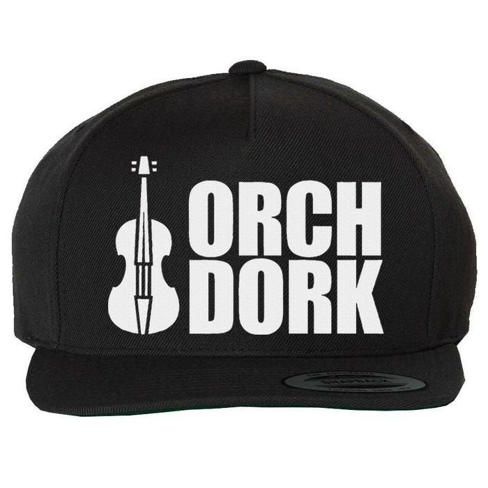 Orch Dork With Violin Cello String Instrument Wool Snapback Cap