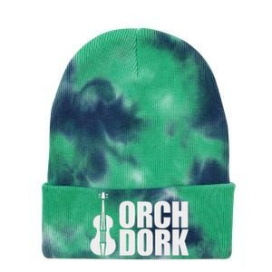 Orch Dork With Violin Cello String Instrument Tie Dye 12in Knit Beanie