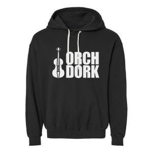 Orch Dork With Violin Cello String Instrument Garment-Dyed Fleece Hoodie