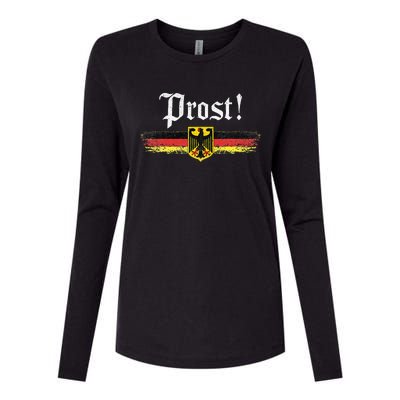 Oktoberfest Drinking Women Vintage German Flag Prost Womens Cotton Relaxed Long Sleeve T-Shirt