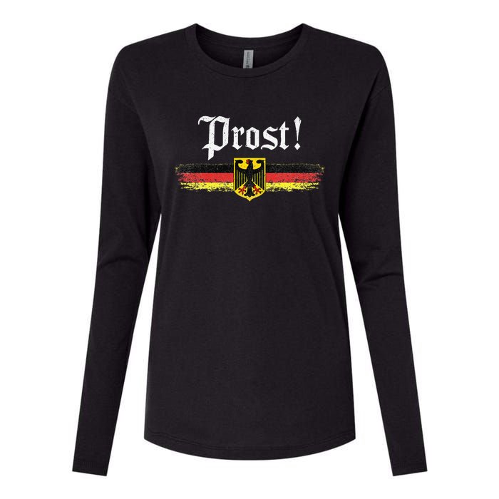 Oktoberfest Drinking Women Vintage German Flag Prost Womens Cotton Relaxed Long Sleeve T-Shirt