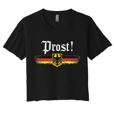 Oktoberfest Drinking Women Vintage German Flag Prost Women's Crop Top Tee