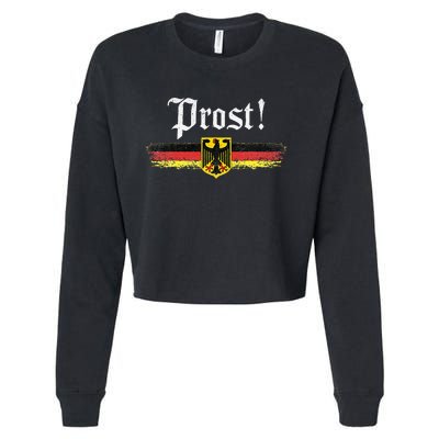 Oktoberfest Drinking Women Vintage German Flag Prost Cropped Pullover Crew