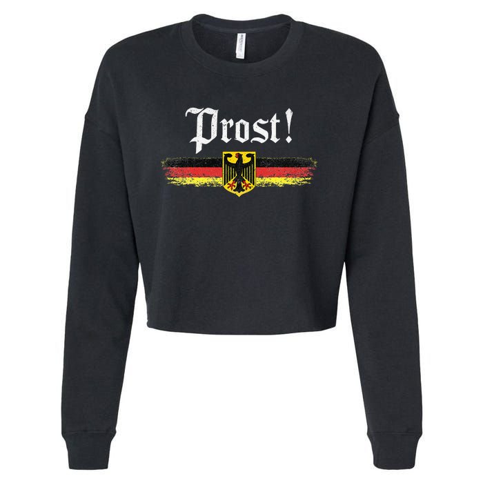 Oktoberfest Drinking Women Vintage German Flag Prost Cropped Pullover Crew