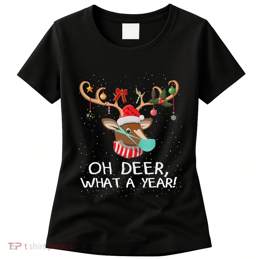 Oh Deer What A Year Christmas Reindeer Family Pajama Deer Womens T-Shirt